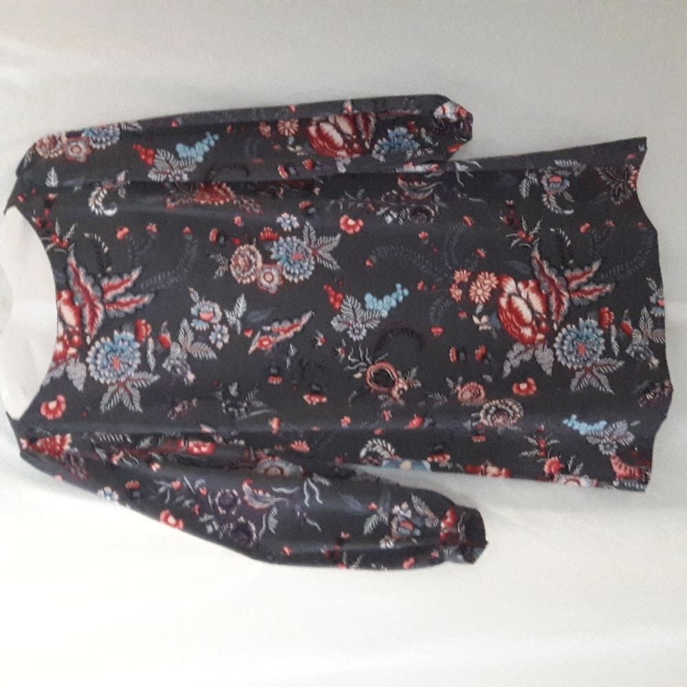 LOFT Women Shift Dress size 4P (Small) Mini Long Sleeves Floral Zipper B…